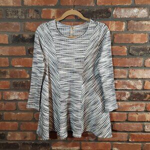 Comfy U.S.A. Textured 3/4 Sleeve Textured Stretch Swing Tunic Longline Women's S